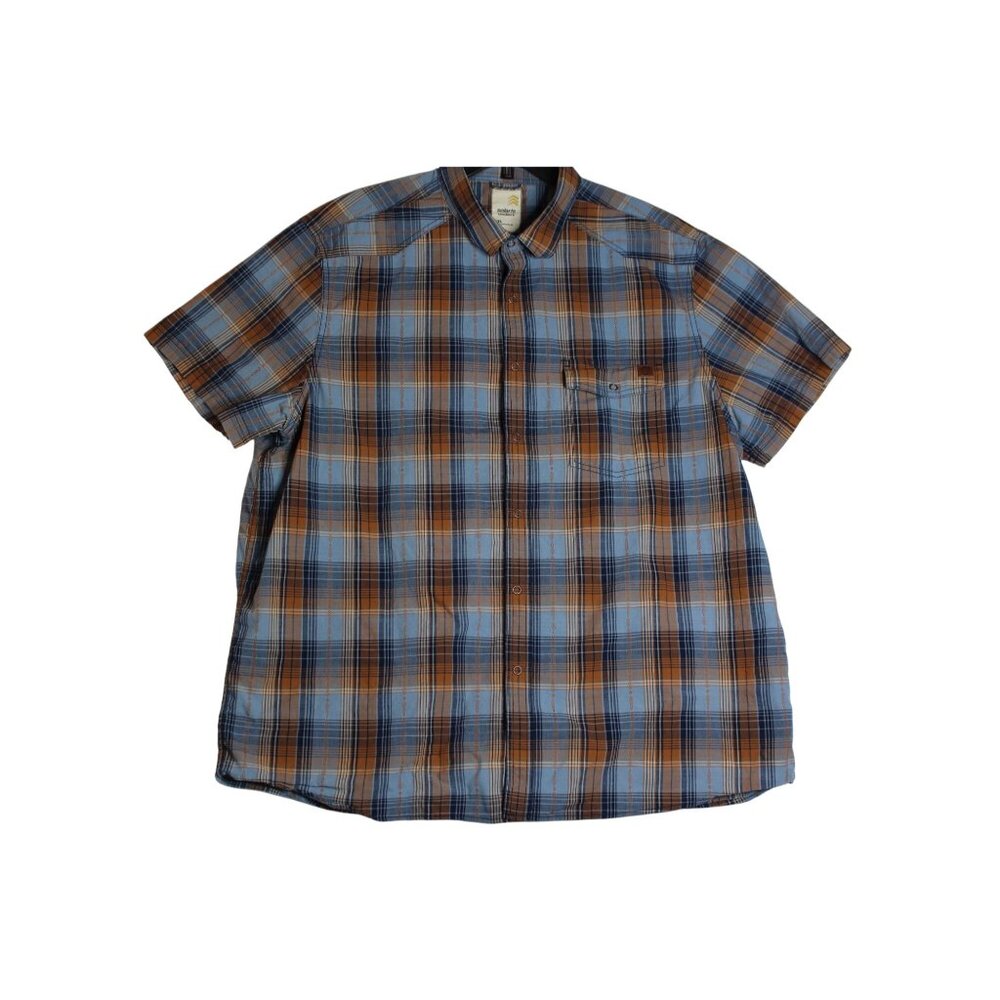 Solaris Outdoors Short Sleeve Plaid Snap Button Casual Fishing Shirt Mens 2XL XX